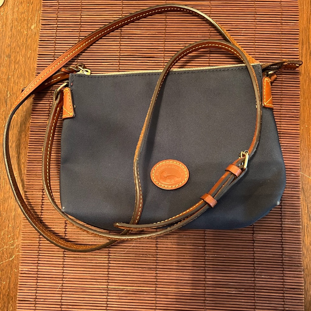 Dooney & Bourke Navy Crossbody with Brown Leather Trim
